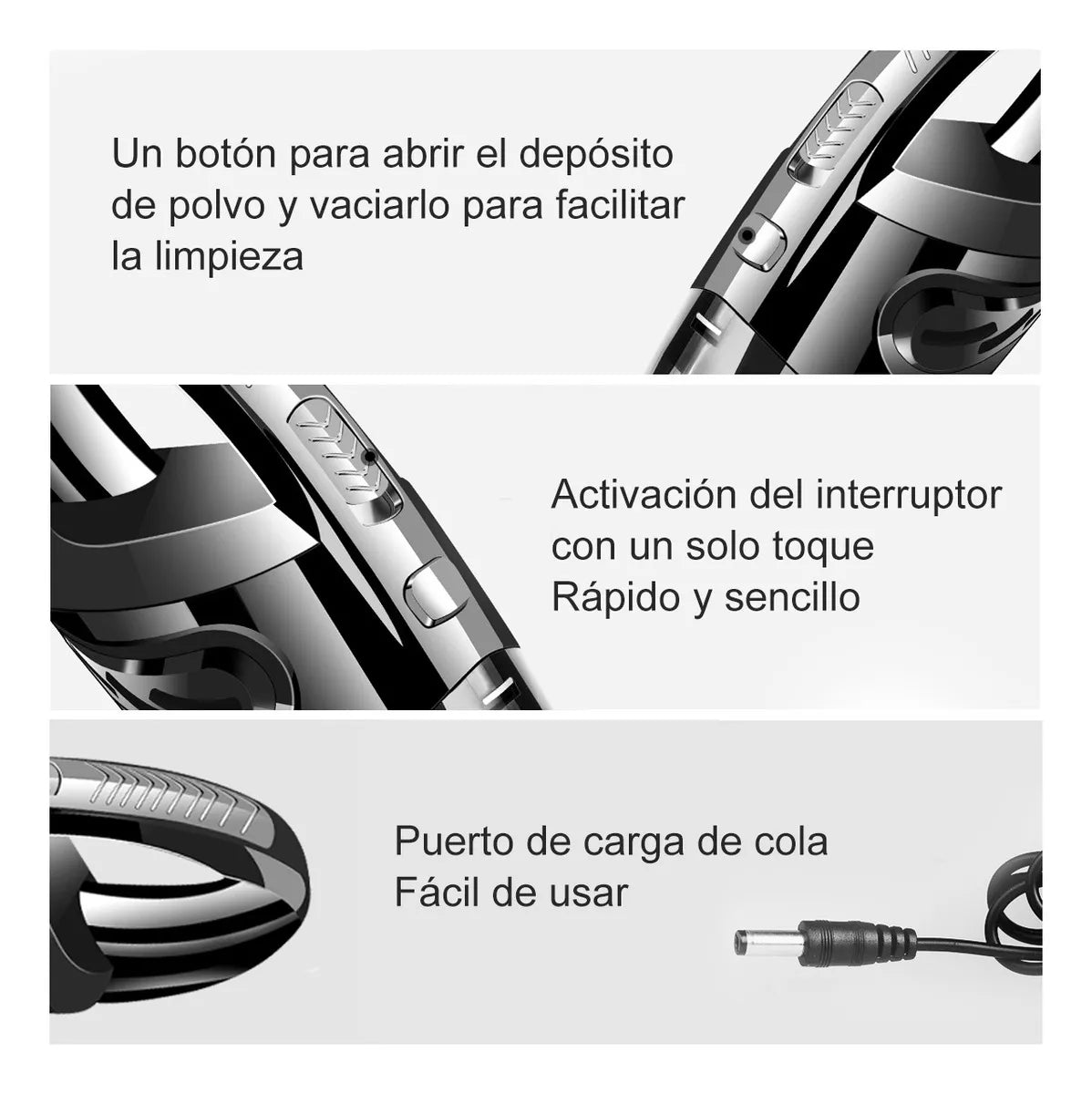 Aspiradora Inalambrica Auto Portatil Limpieza Alta Potencia Color Negro