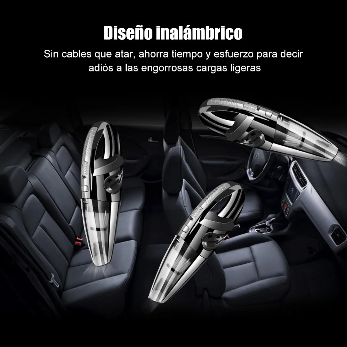 Aspiradora Inalambrica Auto Portatil Limpieza Alta Potencia Color Negro