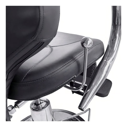 Sillón De Barbero Barberia Color Negro Forma De La Base Redonda Tipo De Respaldo Reclinable