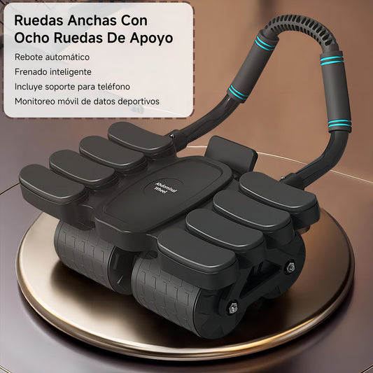 Rueda Abdominales De Rebote Automático Con Soporte Y Colchon Color Negro