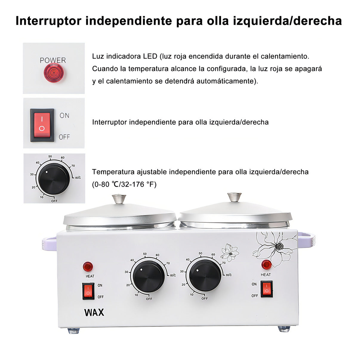 Olla Depilatoria Profesional War Warmer Color Blanco 1 Kilo + Cera De Kilo + Paleta