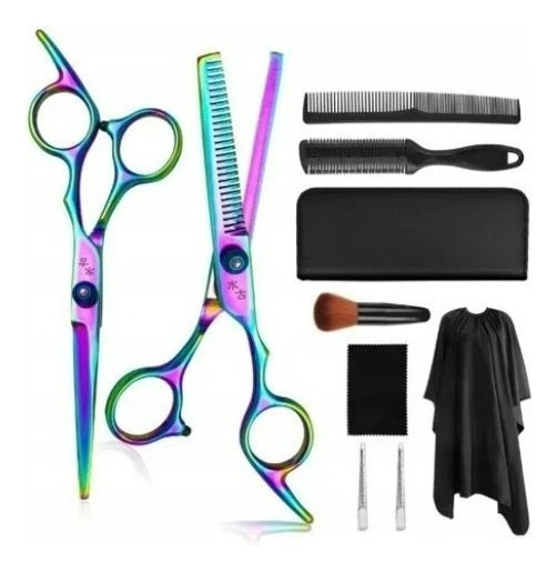 Set Tijera Filo Navaja+esculpidora Tornasol Estuche Y Acs