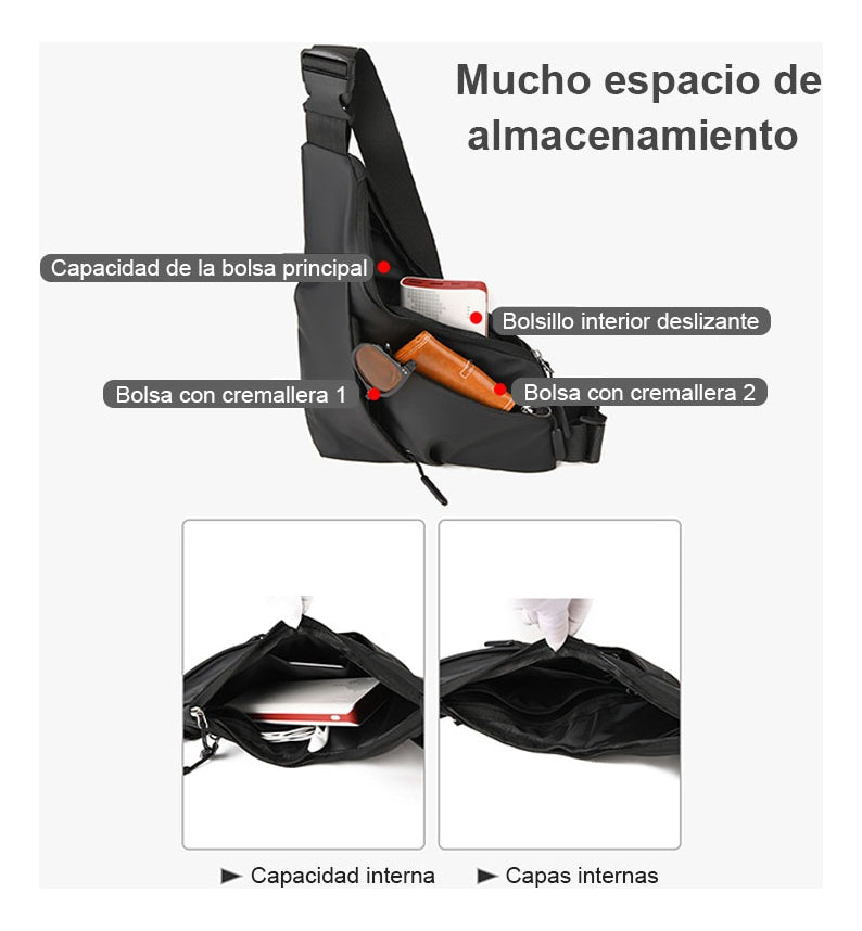 Bolso Bandolera Negro Y Gris Hombre Bolso Mujer Bolsos