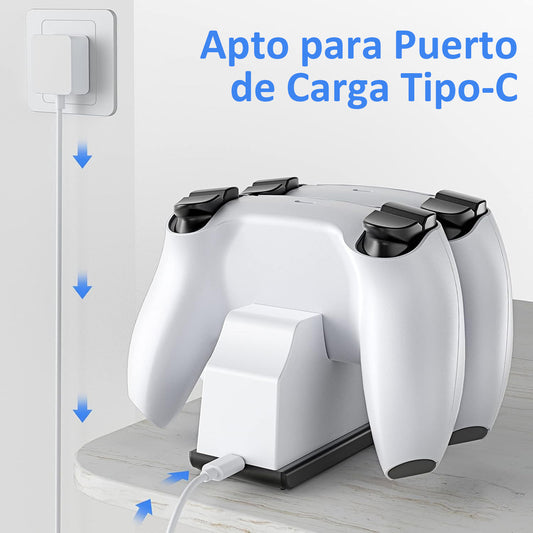 Cargador Joystick Duales, Estacion De Carga Ps5 Mando Juego Blanco
