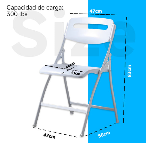 Sillas Plegables Hoso Respaldo Cómodo Estructura Metálica Blanca X4 Blanco Liso