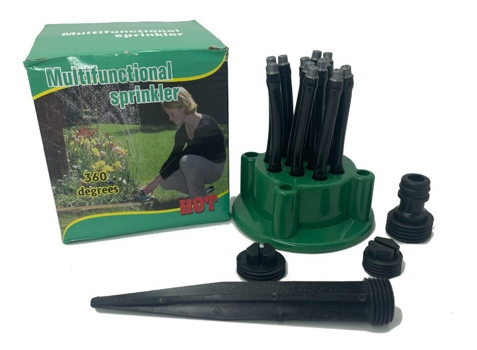 Aspersor Jardín Hot Multifuncional 360 Grados Plástico Negro Acople