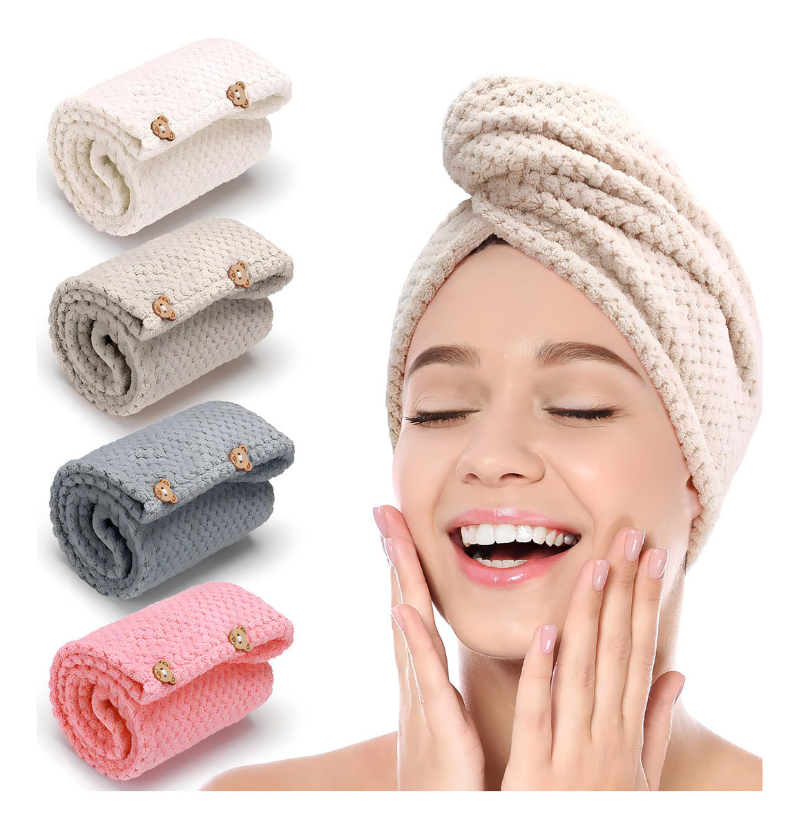 Toalla Para Pelo Turbante Microfibra Para Secar Cabello Color Celeste