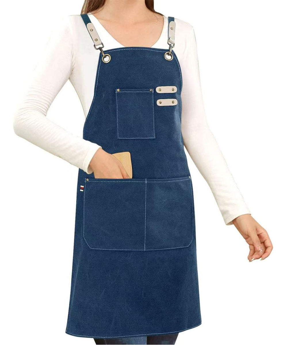 Pechera Delantal Mezclilla Parilla Hornada Peluquero Barista