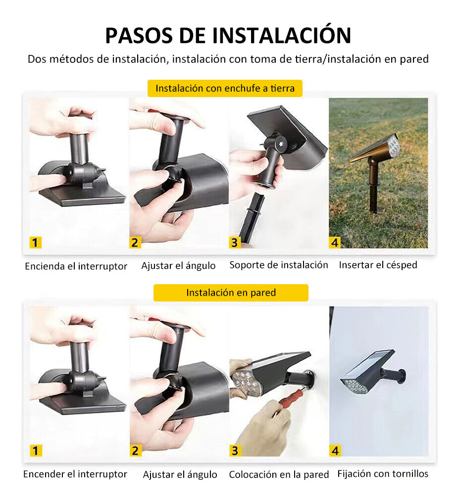Foco Estaca Led Lámpara Solar Exterior Jardín 7 Colores