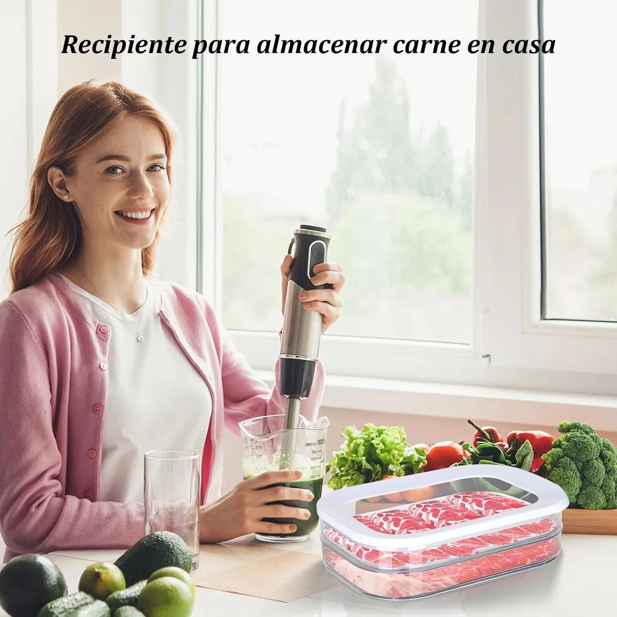 Contenedor Plástico Para Carne Triple Con Tapa Frescura Color Transparente