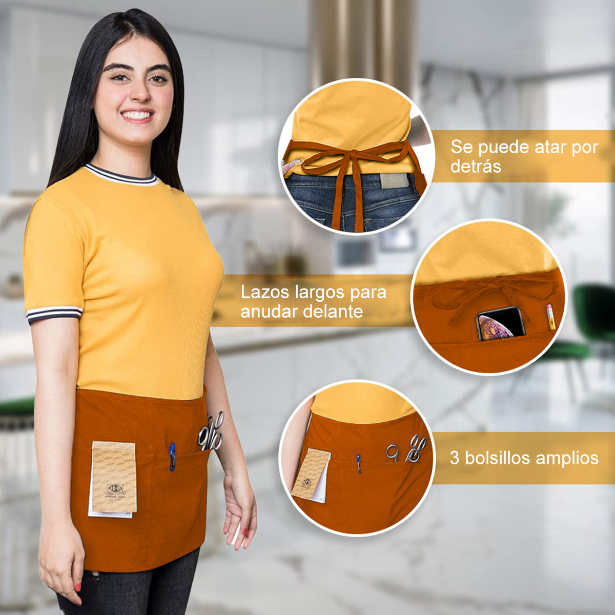 Pechera Delantal Mezclilla Mesero Cocina Bar Comedor Mujer