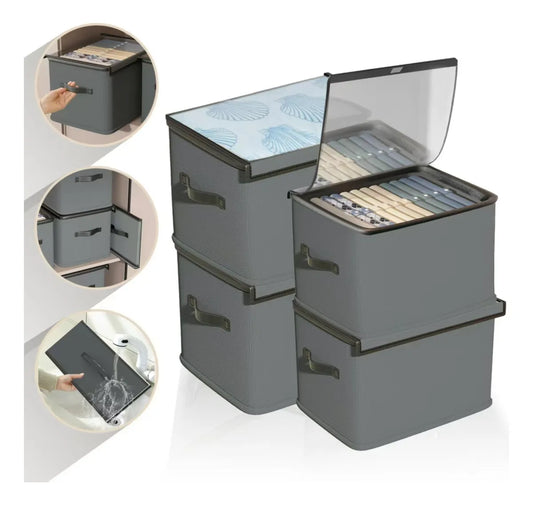 4 Cajas Organizadoras Plegables Closet Ropa Con Tapas 120l