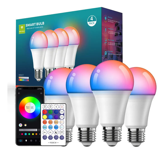Ampolleta Inteligente Led Wifi Bluetooth App Rgb 9w 4pcs