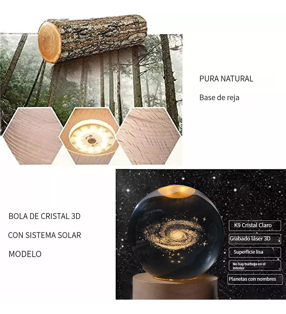 Lámpara De Mesa Bola De Cristal Decorativa - 5 Diseños
