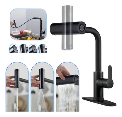 Llave Cocina Grifo Multifunción 4 Modos Dosificación De Agua Acabado Mate Color Negro