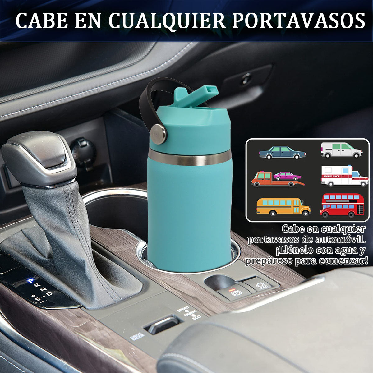 Termo Botella Agua Termica Acero Inoxidable Hoso + 2 Tapas