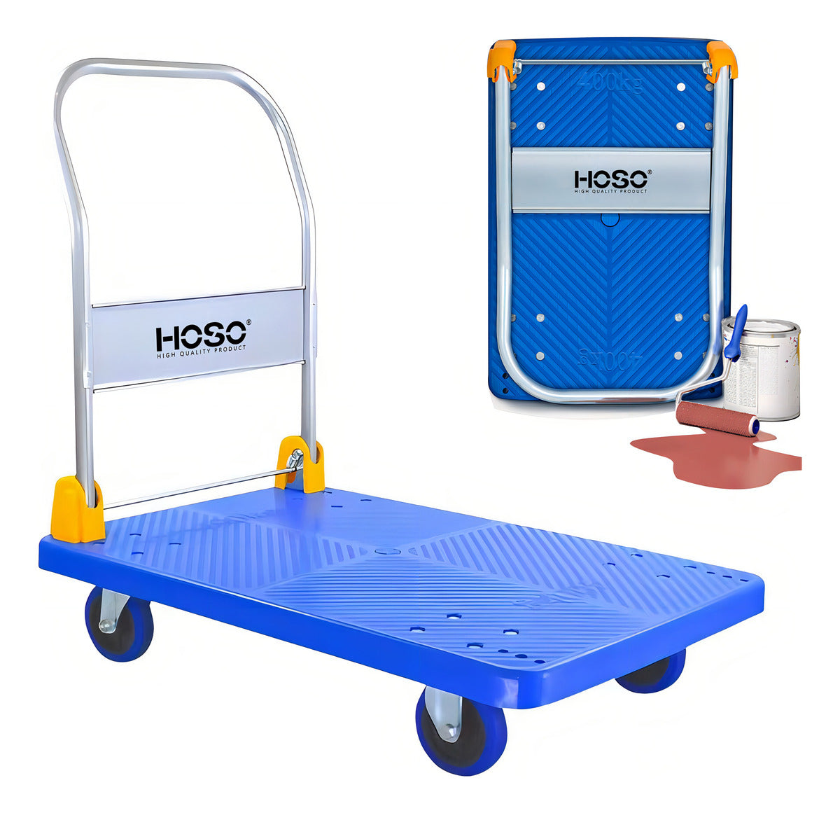 Carro De Mano Plegable Hoso 400kg Ruedas Silenciosas Tpr Acero