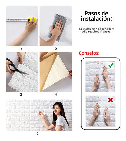 Pegatina De Pared Decorativa 3d10pcs Mármol Ladrillo Veteado