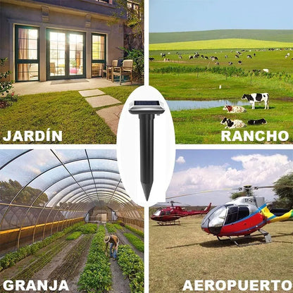 Repelente Solar Ultrasónico 2 Unidades Apto Animales Plagas Color Negro