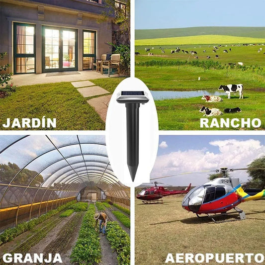 Repelente Solar Ultrasónico 2 Unidades Apto Animales Plagas Color Negro
