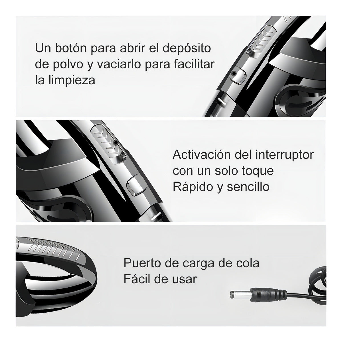 Aspiradora Inalambrica Auto Portatil Limpieza Alta Potencia Color Negro