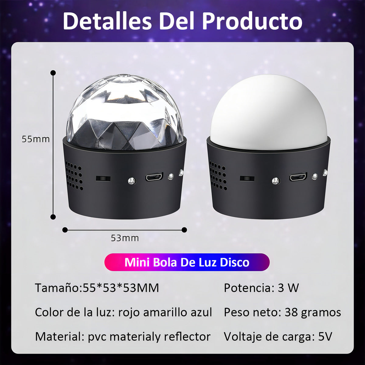 Bola Luces Para Fiesta Dj Muticolor De Magnética Portátil Color Multicolor