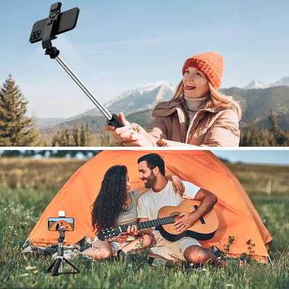 Trípode De Palo Selfie Para Móvil 1m Luz Control Bluetooth Color Negro