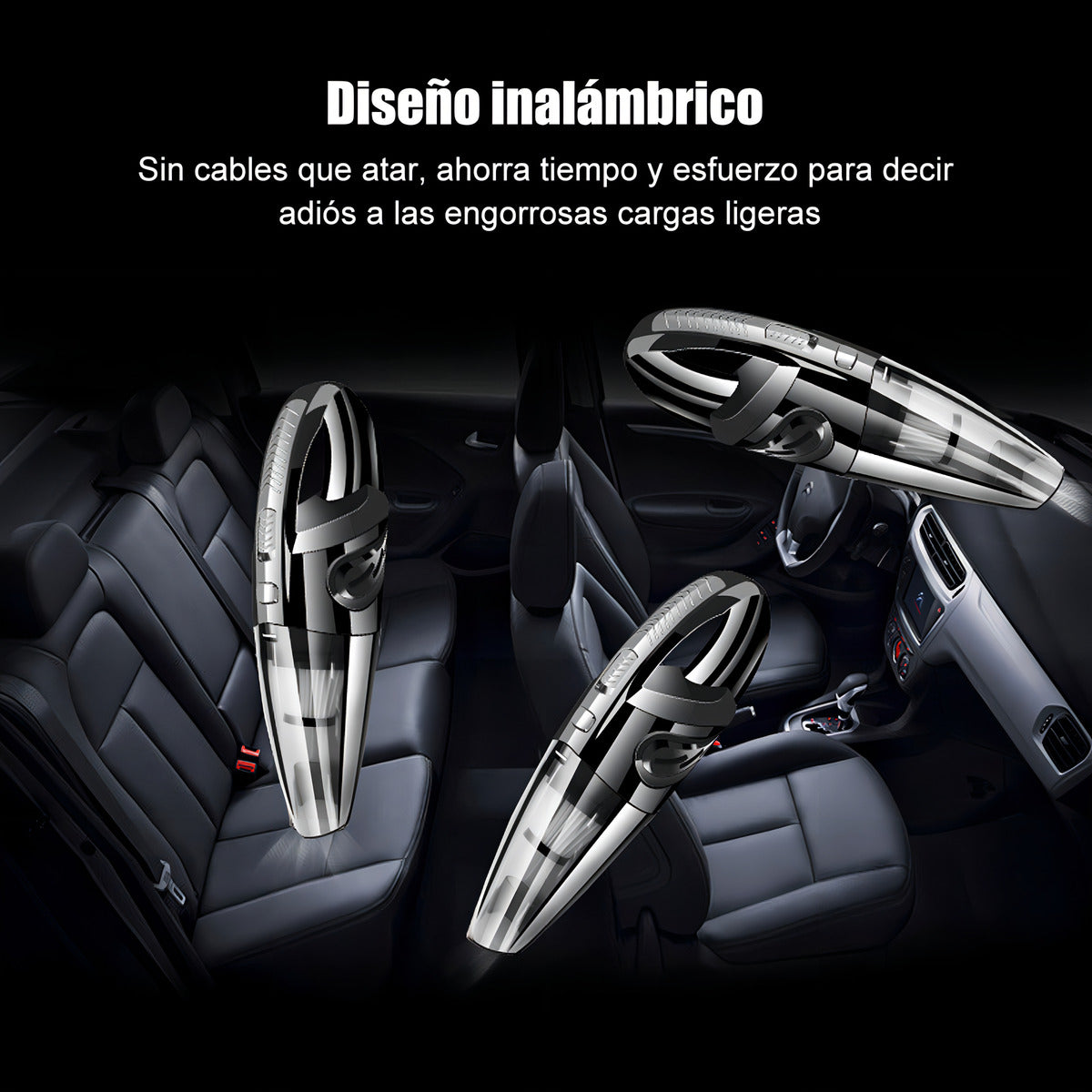 Aspiradora Inalambrica Auto Portatil Limpieza Alta Potencia Color Negro