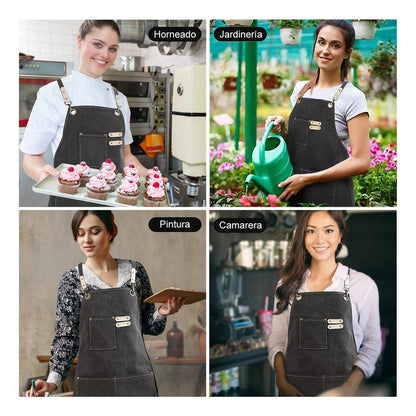 Pechera Delantal Mezclilla Parilla Hornada Peluquero Barista