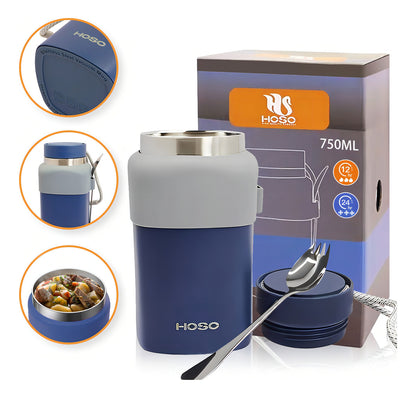 Hoso Termo Agua Grande Comida Caliente Botella Termica 750ml Color Azul Marino
