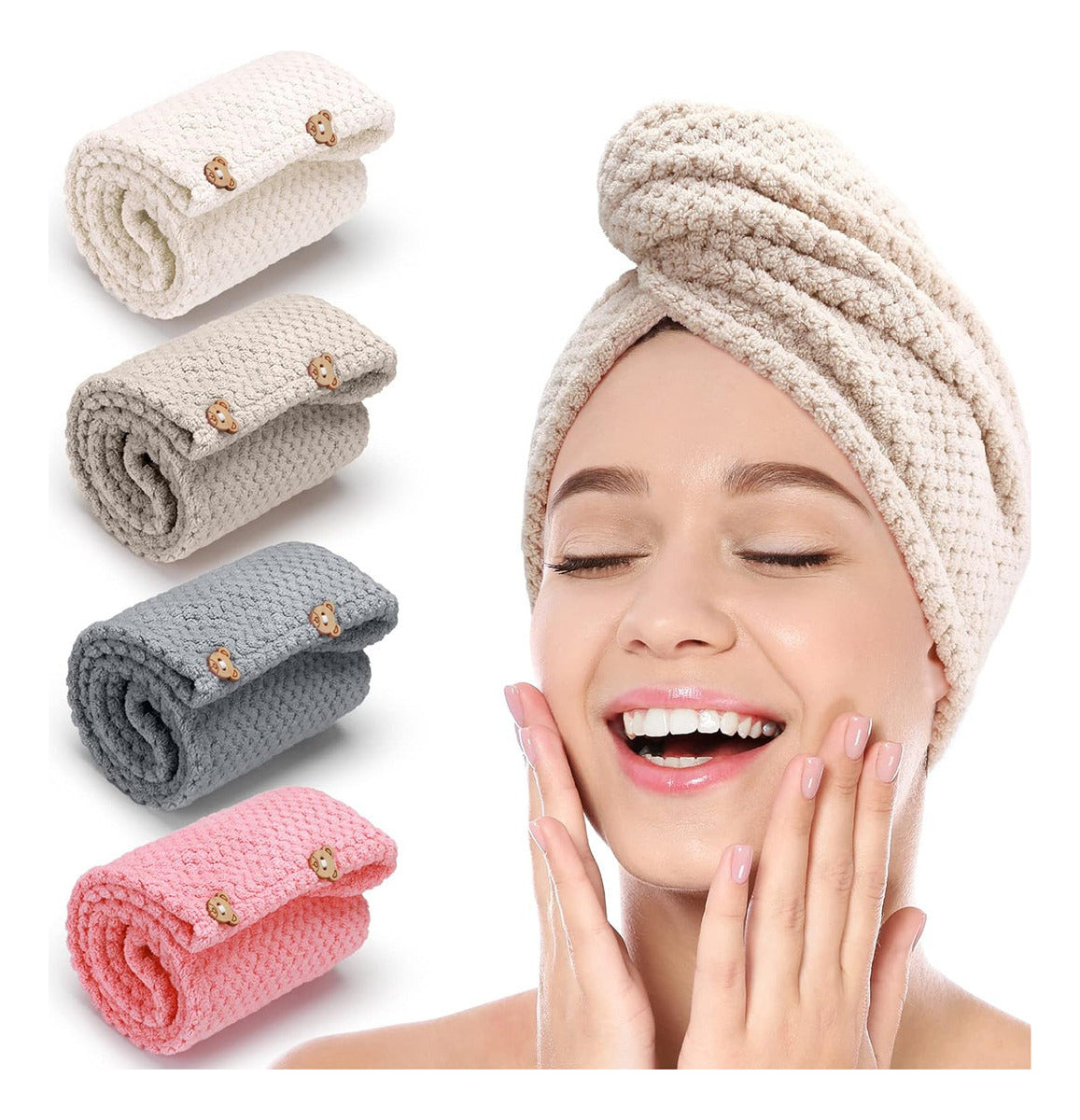Toalla Para Pelo Turbante Microfibra Para Secar Cabello