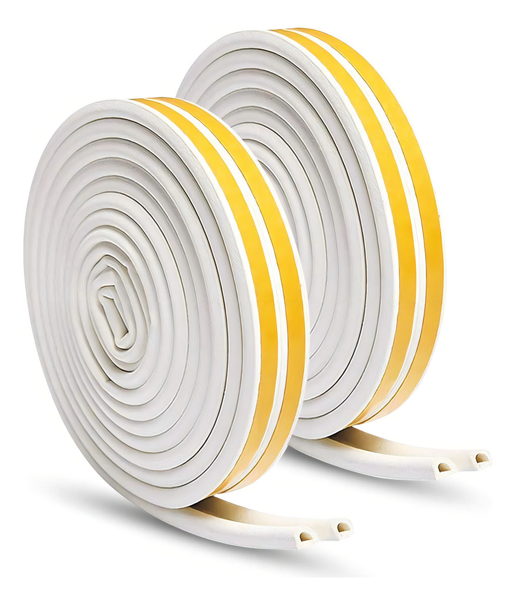 Burlete Hoso Tipo D Epdm Blanco 6m Incluye Adhesivo Para Puertas/ventanas