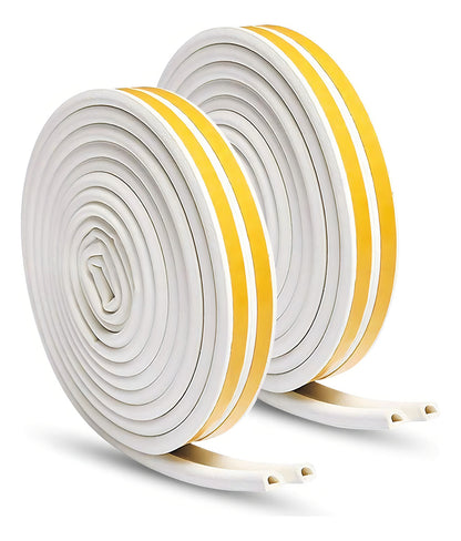 Burlete Hoso Tipo D Epdm Blanco 6m Incluye Adhesivo Para Puertas/ventanas