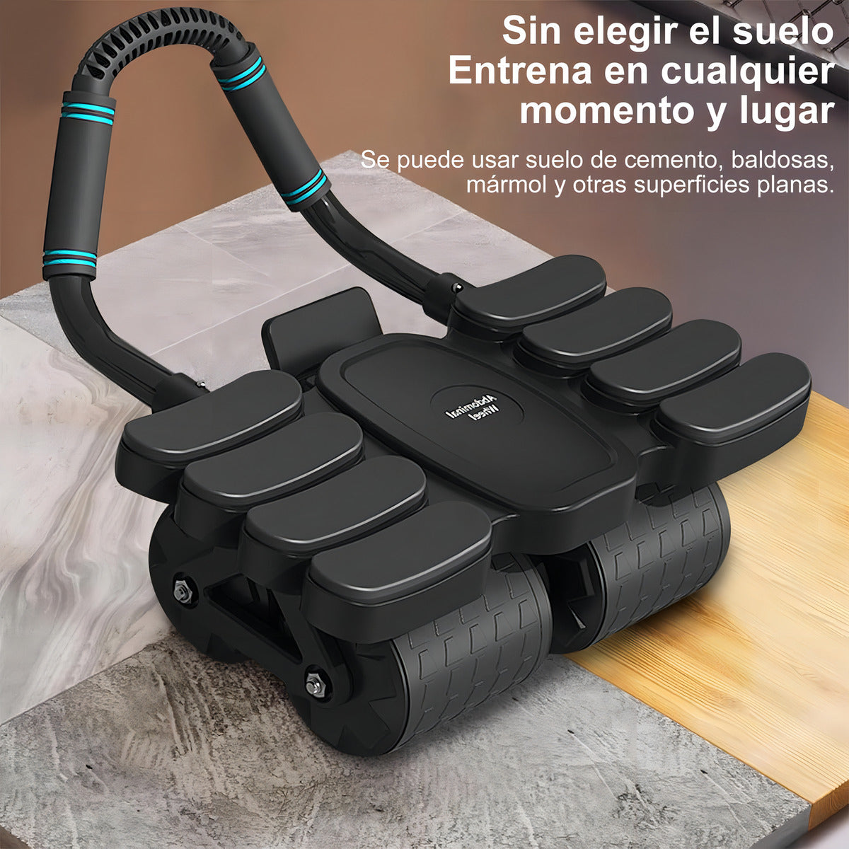 Rueda Abdominales De Rebote Automático Con Soporte Y Colchon Color Negro