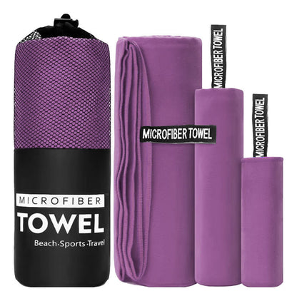 Toalla De Baño Viaje Deportiva Microfiba Secado Rápido 3pcs
