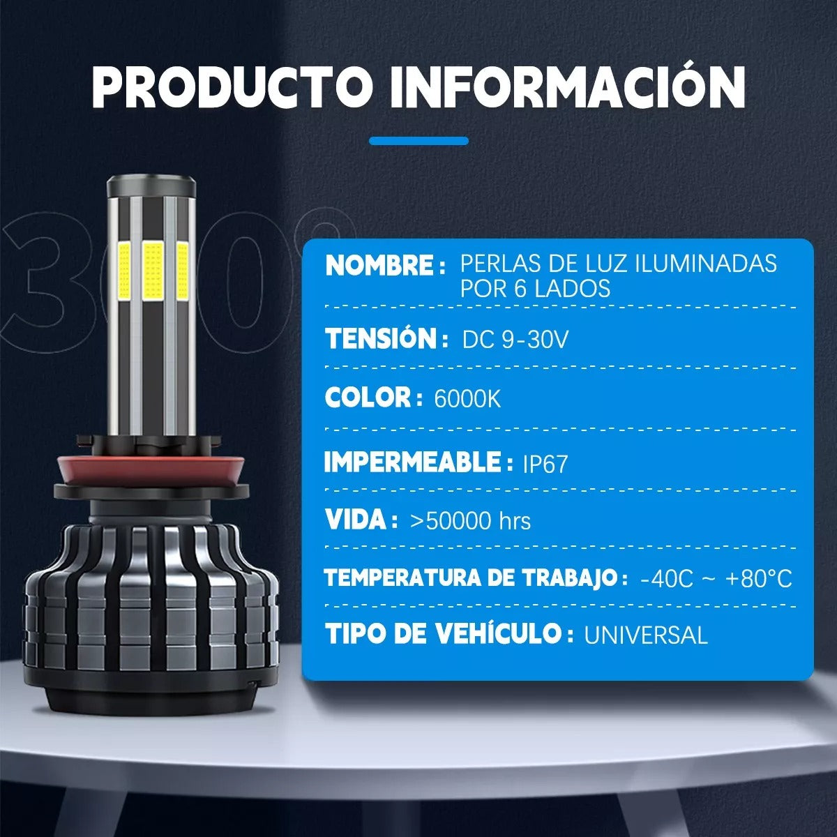 Luces Autos Led Iluminar Por 360 Grados H1 H3 H4 H7 H8 H11