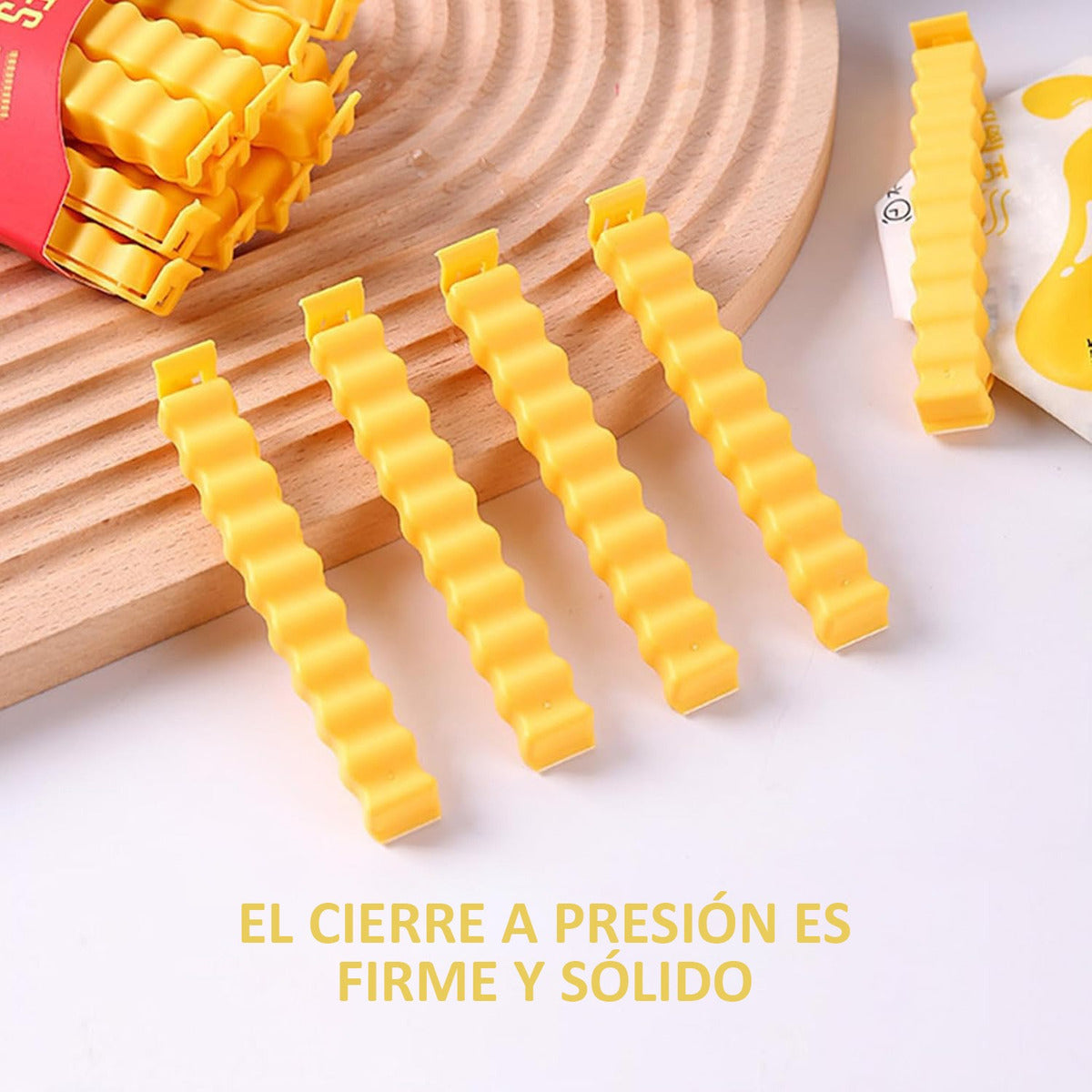 Bolsa Clip Magnético Pinzas Para Sellar Alimentos 12pcs Color Amarillo
