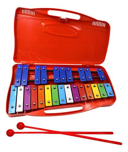 Metalófono Escolares 25 Notas Cromático Percusión 4 Colores Color Rojo