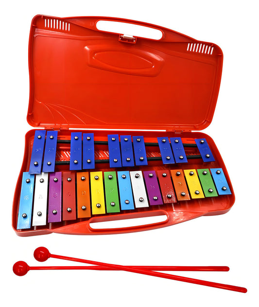Metalófono Escolares 25 Notas Cromático Percusión 4 Colores Color Rojo