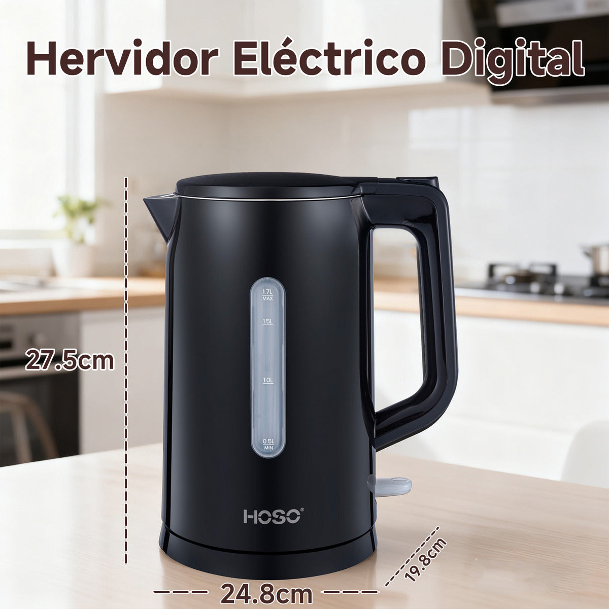Hervidor 1.7l Sus304 Con Herramienta Libre De Bpa Y Apagado Negro