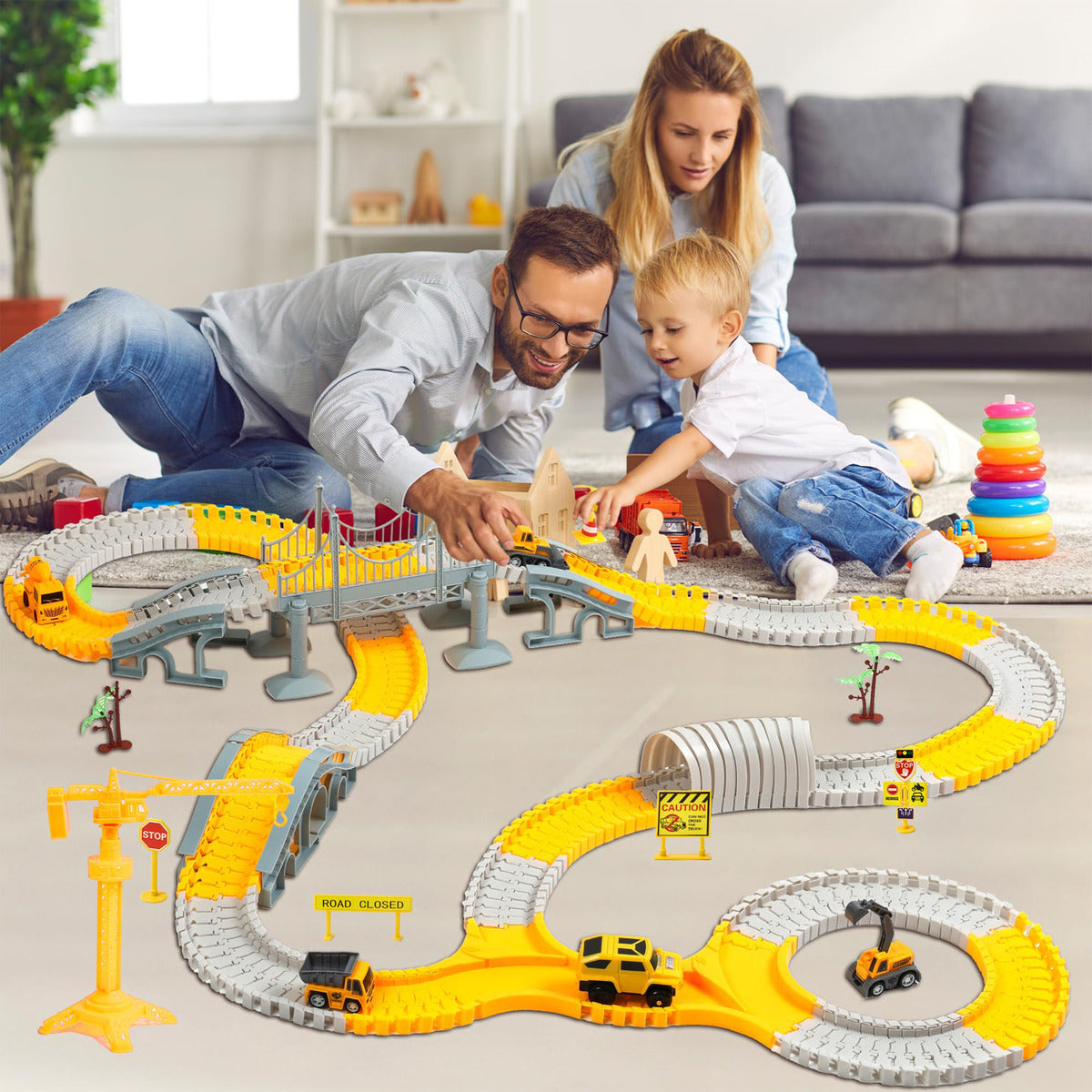 Juguete Pista De Auto Para Niño Bloque De Vehiculo Educativo Color Amarillo