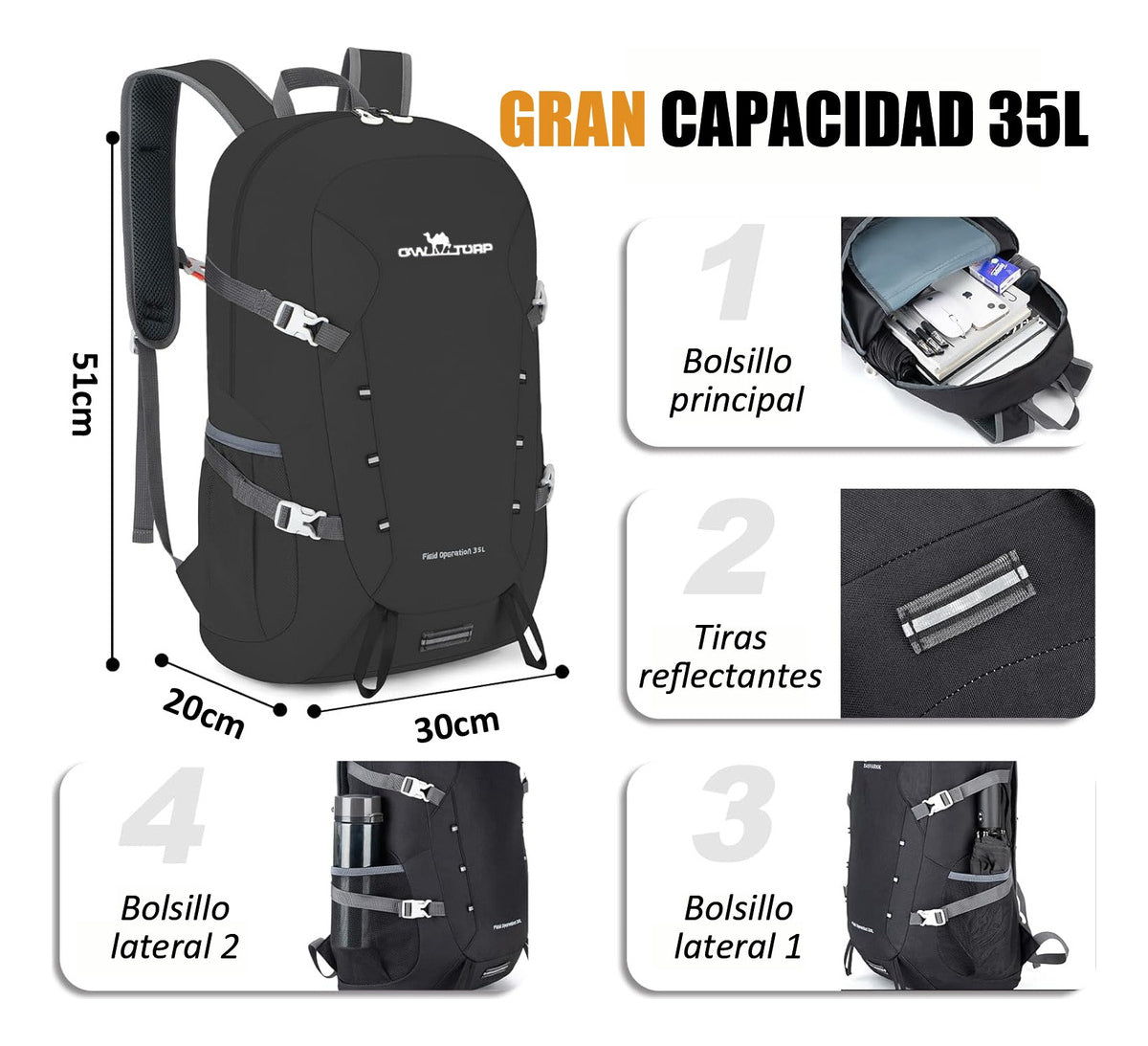 Bolso Viaje Deportivo 50l Multiusos Con Múltiples Bolsillos