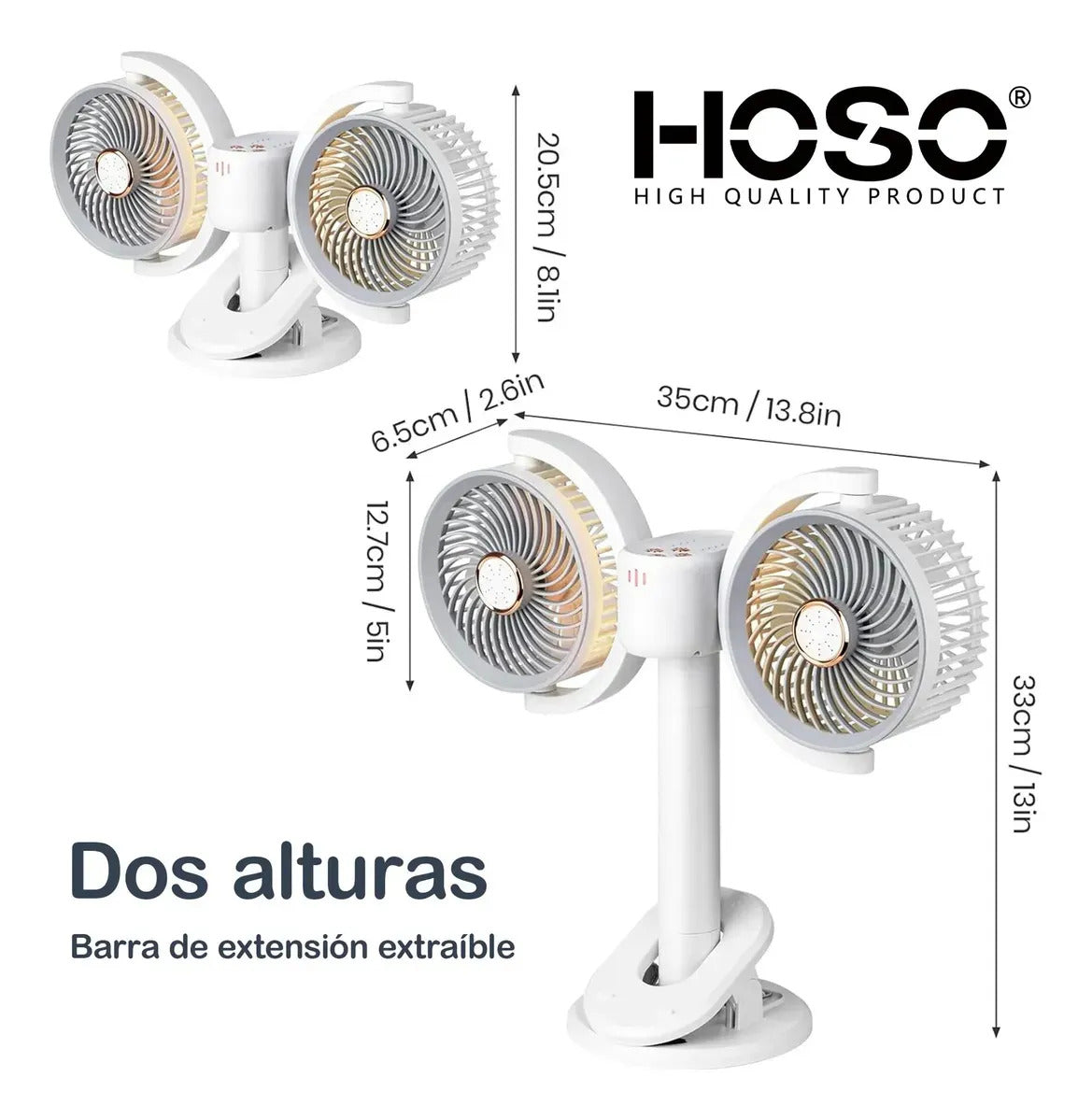 Ventilador De Mesa Moderno Dos Cabezas Ajustables 4 Velocida 12.7 Cm