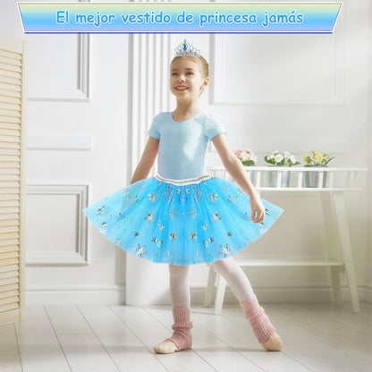 Vestido Princesa Halloween Niñas Capa Larga Brillante + Falda Corta Con Piedras