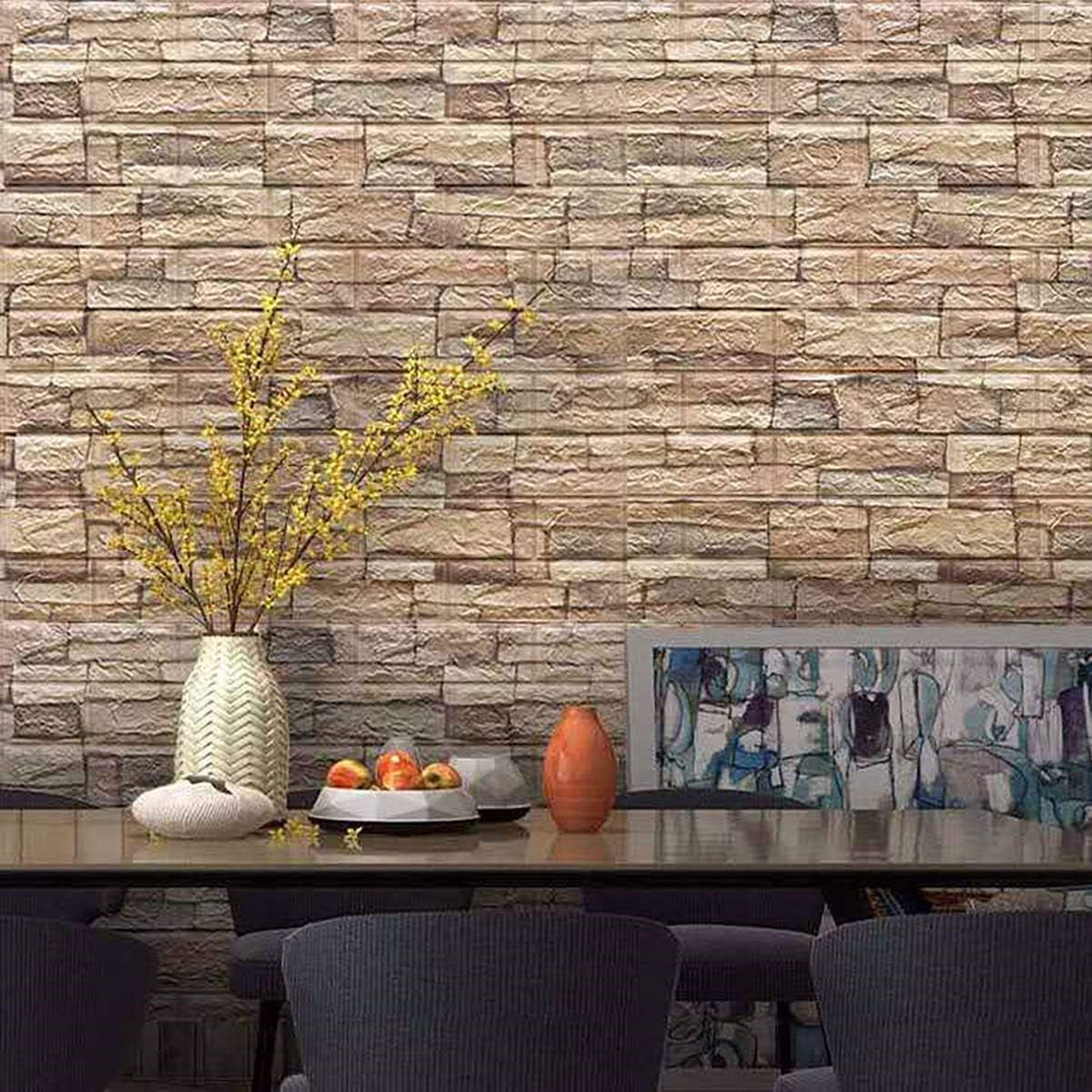 Pegatina De Pared Decorativa 3d10pcs Mármol Ladrillo Veteado