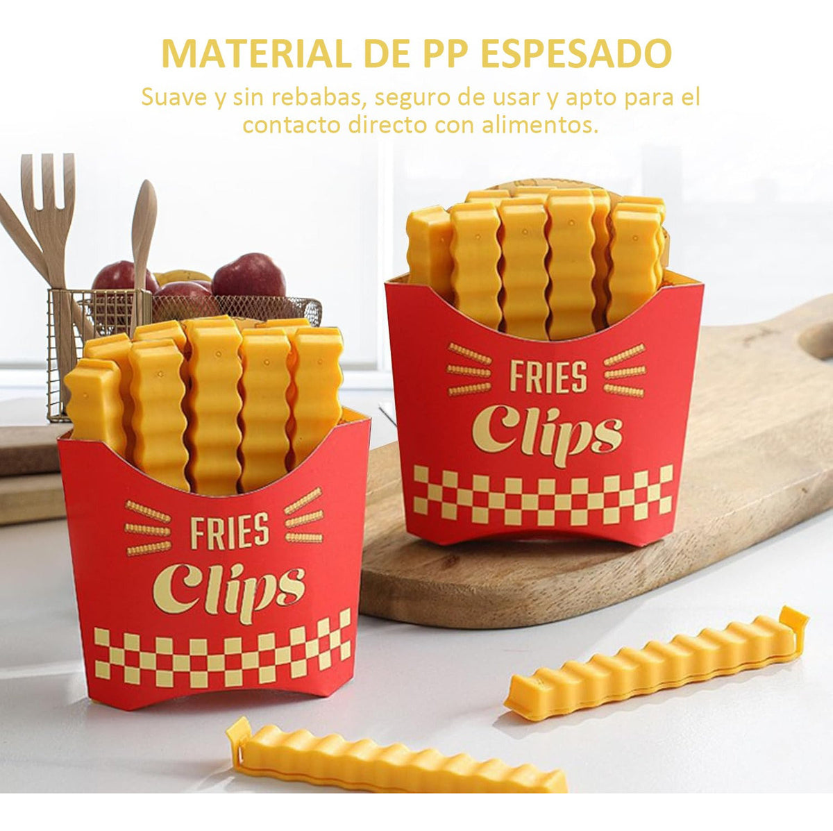 Bolsa Clip Magnético Pinzas Para Sellar Alimentos 12pcs Color Amarillo