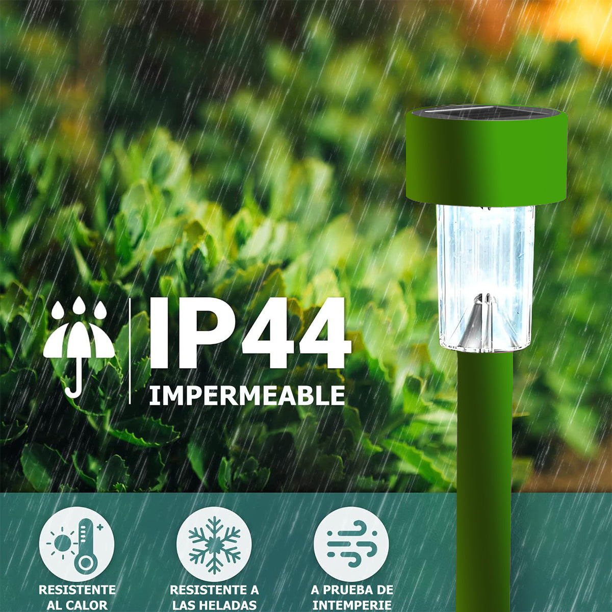 Luces Solares Exterior Lámpara Foco Jardín 10pcs 5colores Estructura Verde Claro