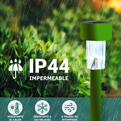 Luces Solares Exterior Lámpara Foco Jardín 10pcs 5colores Estructura Verde Claro