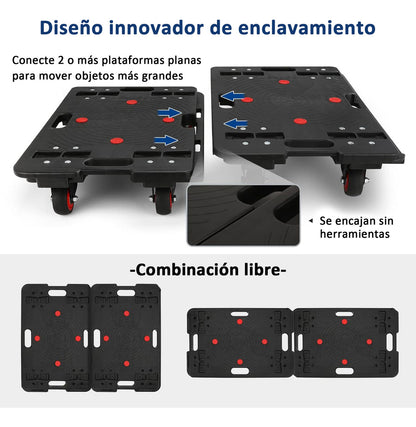 Carro De Carga Logístico Plegable Tipo Plataforma 150 Kilos Negro