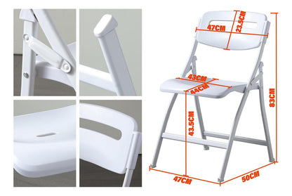 Sillas Plegables Hoso Respaldo Cómodo Estructura Metálica Blanca X4 Blanco Liso